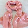 Coral Peach Embossed Feather Scarf, thumbnail 2 of 6