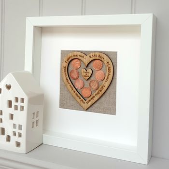 Copper 7th Wedding Anniversary Personalised Oak Heart, 2 of 2