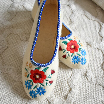 Cream Wool Ballerina Slippers, 7 of 8