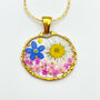 Pendant Necklace With Daisies And Forgetmenots In Gold Or Silver, thumbnail 1 of 12