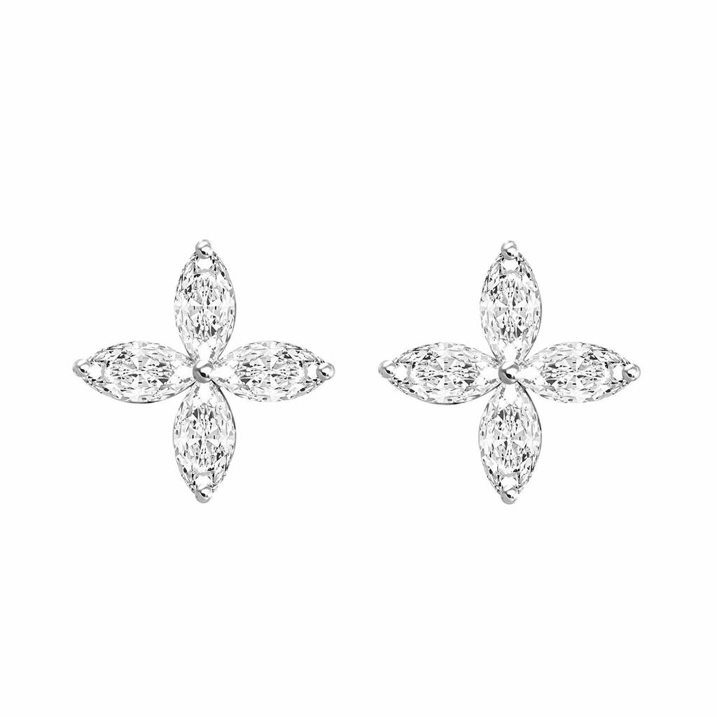 Marquise Flower Diamond Stud Earrings, 1 of 3