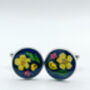 Cufflinks Real Yellow Flowers Leaves Hand Made Stainless Steel 12mm, thumbnail 5 of 10