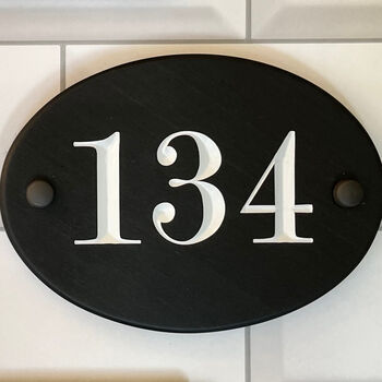Engraved Oval Slate House Number. Choice Of Font, 3 of 6