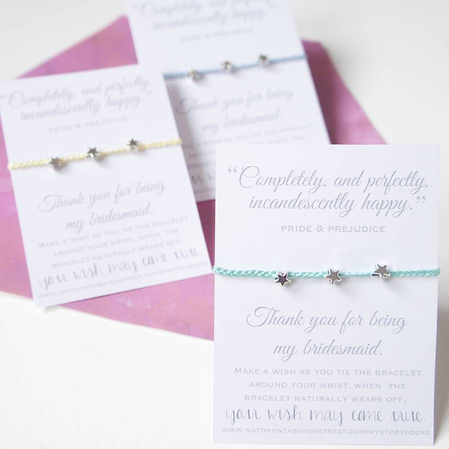 'thank you for being my bridesmaid' quote wish bracelet by rock, paper ...