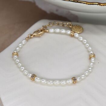 Seed Pearl And Faux Gold Spacer Bead Bracelet, 2 of 4