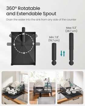 Dish Drainer Rack Extendable Spout Drying Rack, 5 of 8
