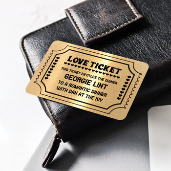 Personalised Love Ticket Metal Wallet Card, 4 of 7