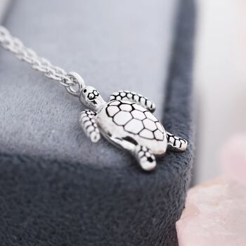 Sea Turtle Pendant Necklace In Sterling Silver, 6 of 11