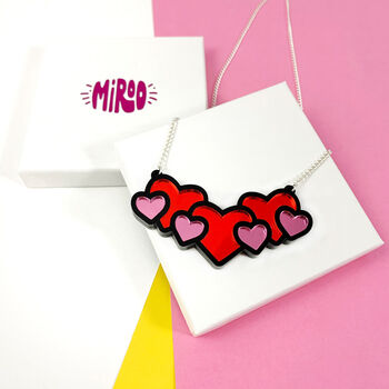 Hearts Mirrored Acrylic Necklace, 8 of 9