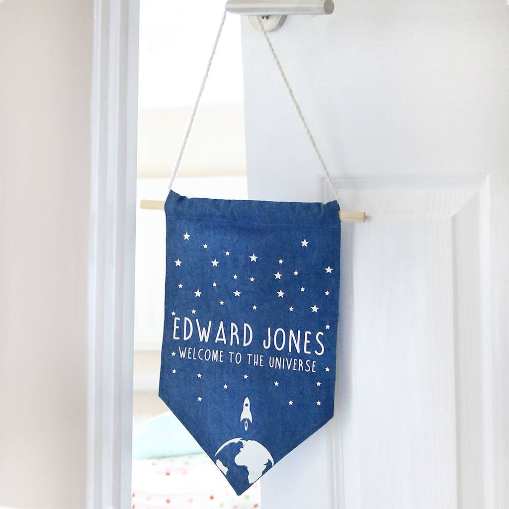 Personalised Child's Denim Space Pennant, 1 of 4