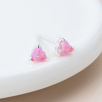 Sterling Silver Pink Opal Heart Micro Stud Earrings – 4mm, 2 of 5
