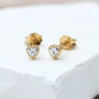 Sterling Silver Or 18ct Gold Mini Cz Heart Earrings, thumbnail 1 of 4