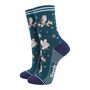 Barn Owls Women's Bamboo Socks Green, thumbnail 5 of 5