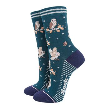 Barn Owls Women's Bamboo Socks Green, 5 of 5