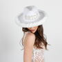 Bride To Be White Faux Fur Trim Fedora Hat, thumbnail 4 of 7