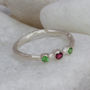 A Three Stone Pink And Green Garnet Ring, thumbnail 1 of 4