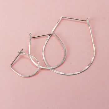 Teardrop Hoop Earrings In Sterling Silver, 2 of 7