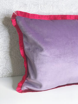 Lilac/Pink Velvet Tassel 13' x 18' Cushion Cover, 5 of 10
