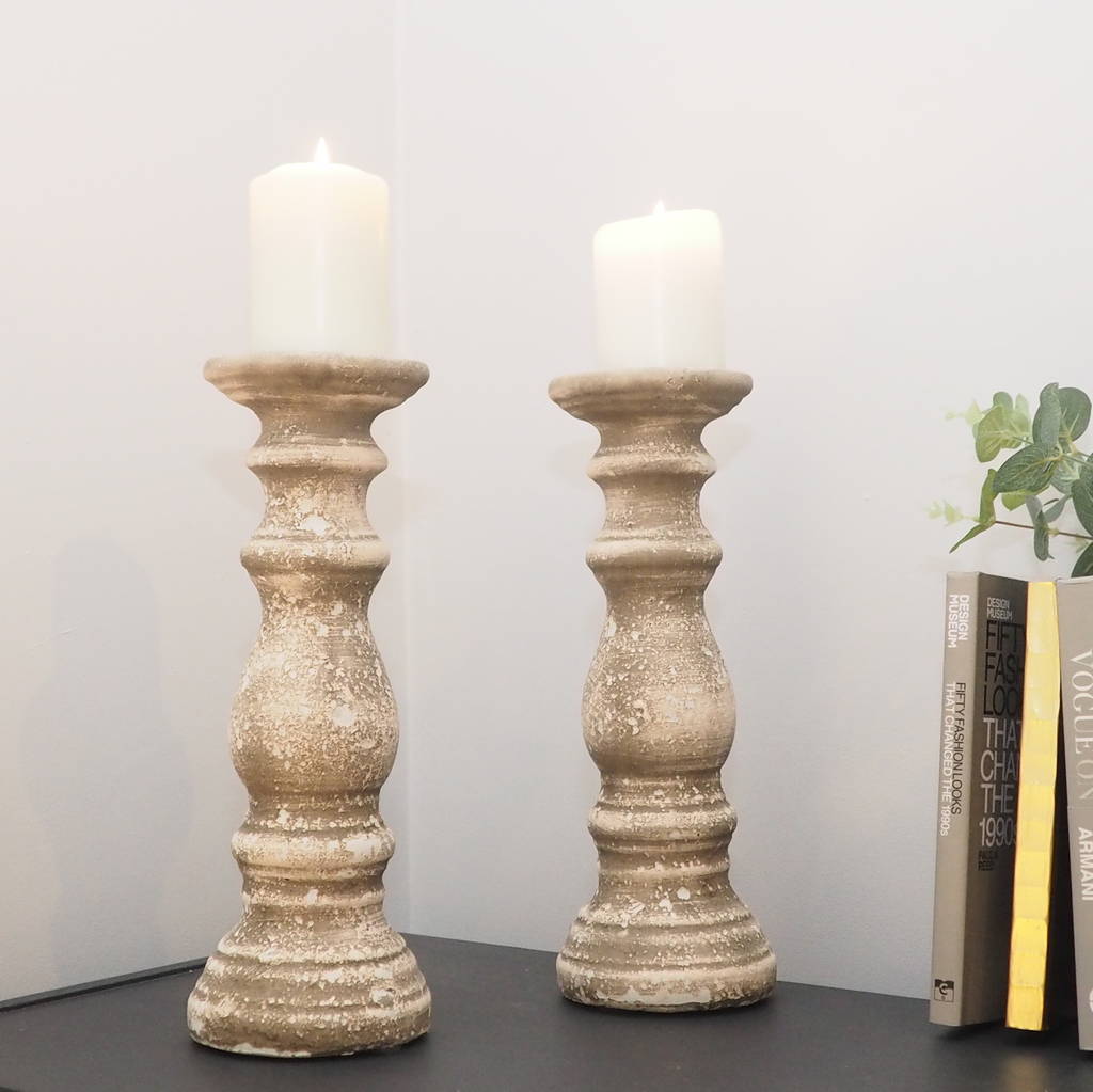 Grey Stone Candlestick By Za Za Homes