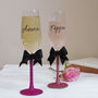 Glitter Bow Personalised Champagne Glass, thumbnail 2 of 4