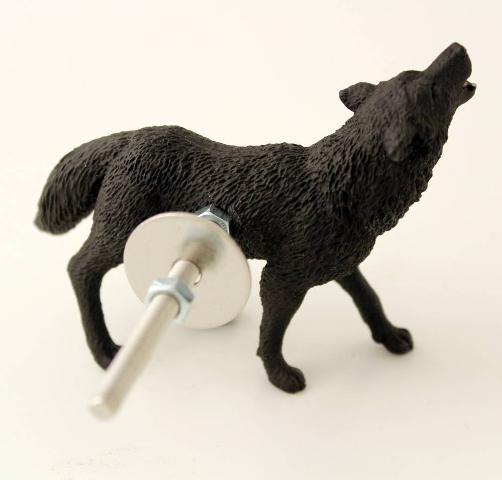 Pair Of Wolf Animal Drawer Knobs By Candy Queen Designs