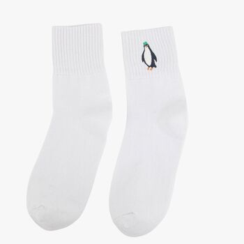 Women's Party Penguins Embroidered Cotton Ankle Socks Five Pack, 6 of 7