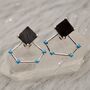 Raw Black Onyx, Turquoise Sterling Silver Earrings, thumbnail 1 of 8