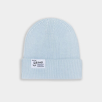 Baby Blue Ribbed Smiley Charity Beanie, 2 of 4