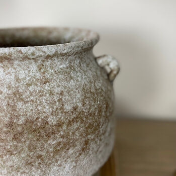 Antiqued Distressed Mottled Two Handle Pot, 2 of 4