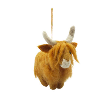Highland Cow Fair Trade Handmade Felt Animal, 2 of 4