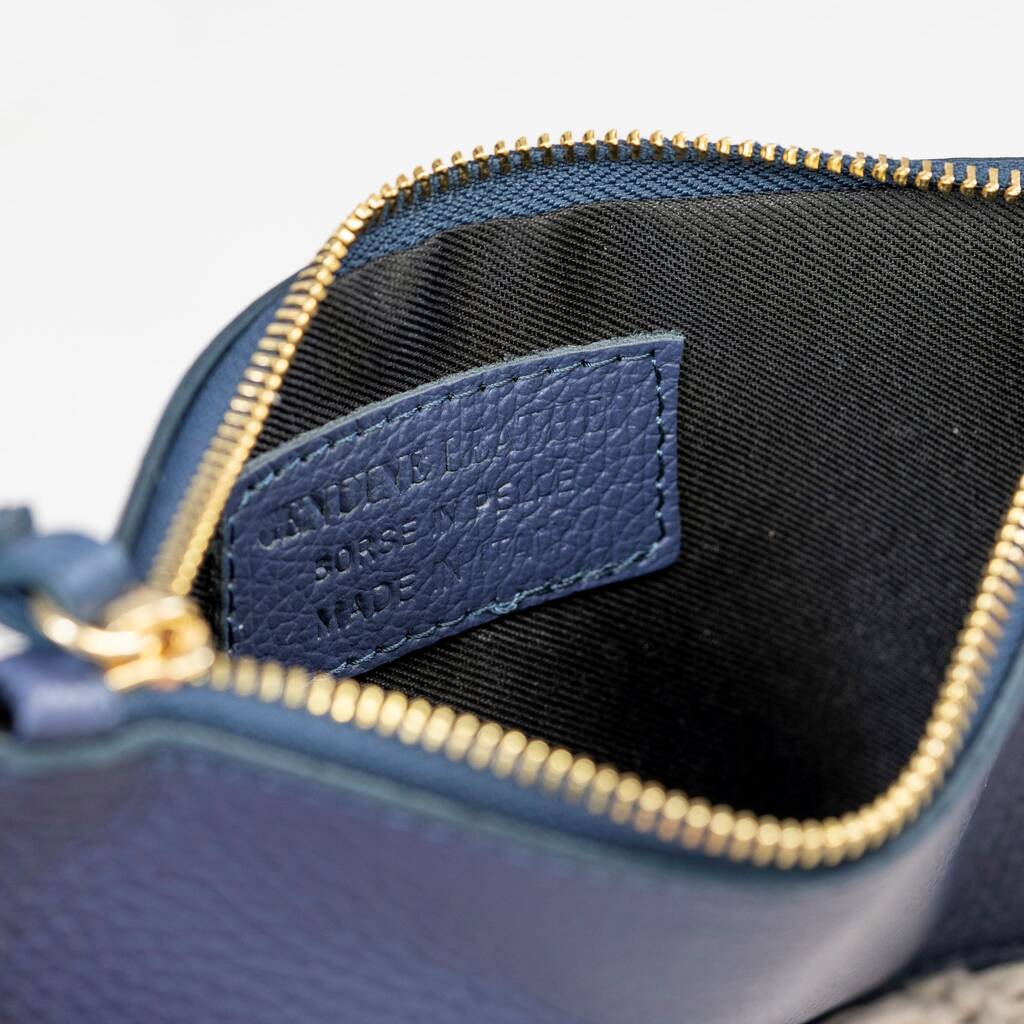 Navy Leather Wristlet Clutch Bag By Grace & Valour