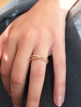Skinny Bead 9ct Gold, Gold Fill, Silver Trinity Ring, 5 of 6