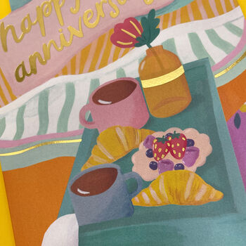 Breakfast In Bed 'Happy Anniversary' Card, 2 of 2
