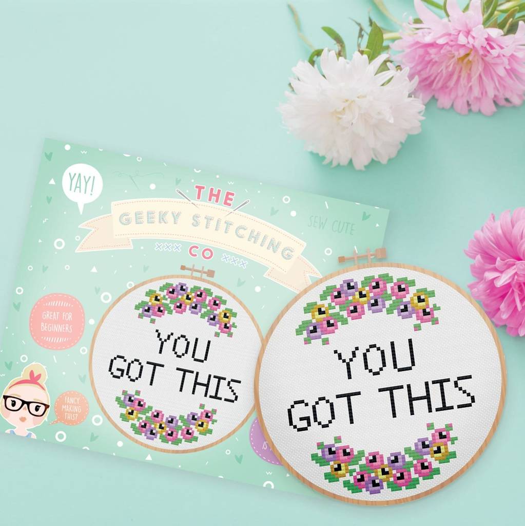 'You Got This' Cross Stitch Kit, 1 of 3