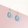 Blue And Cream Circular Earrings • Gold Plated Sterling Silver Hooks, thumbnail 3 of 9