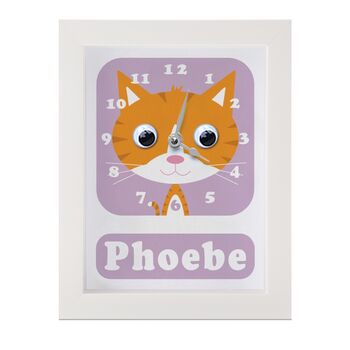 Personalised Childrens Ginger Cat Clock, 7 of 9