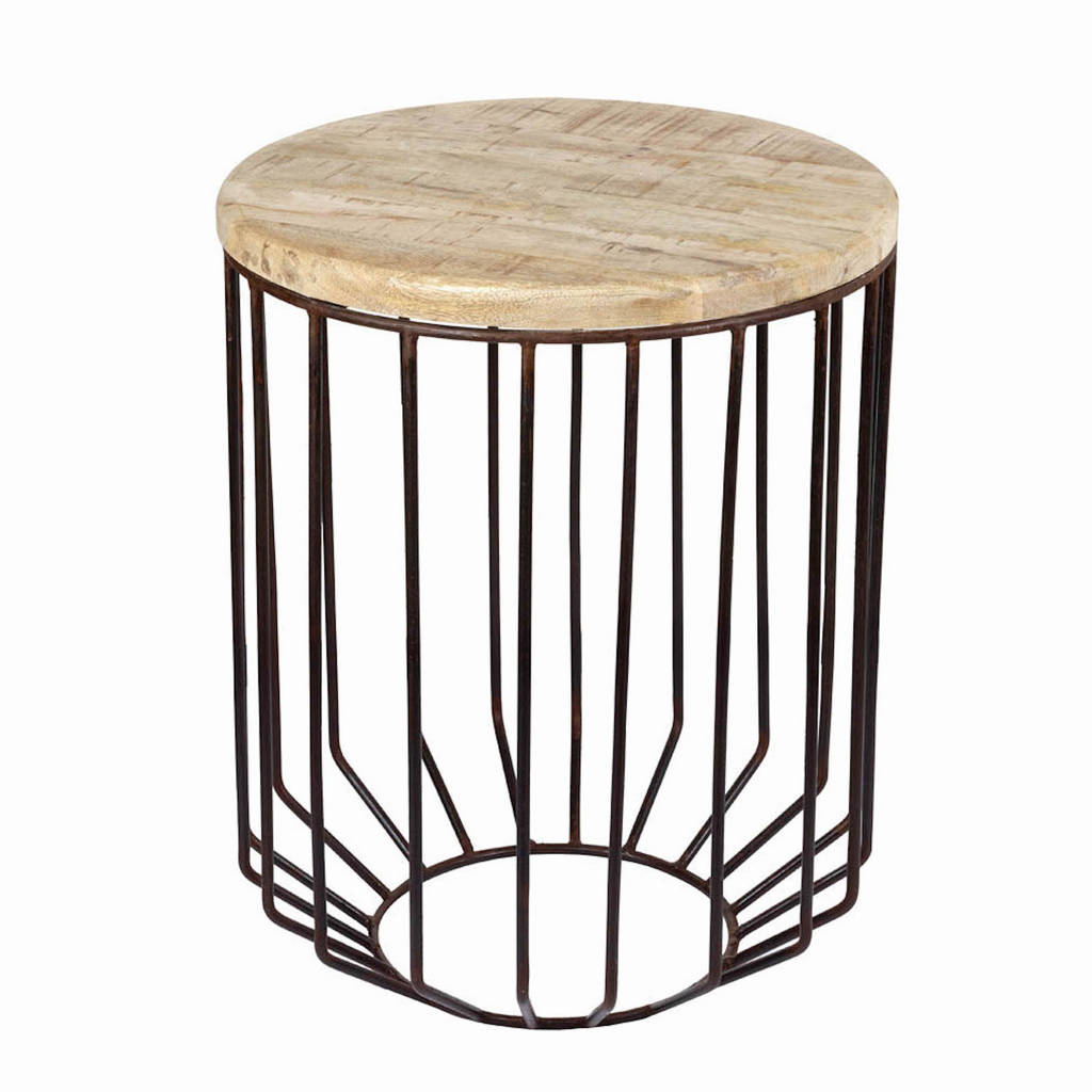 Metal Cage And Oak Narrow Side Table By Lime Tree London
