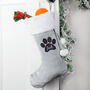 Personalised Paw Print Silver Grey Christmas Stocking For Pets, thumbnail 1 of 4