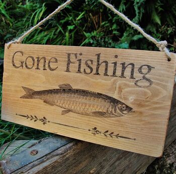 vintage gone fishing wood sign by seagirl and magpie ...