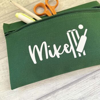 Personalised Child's Name Cricket School Pencil Case, 2 of 2
