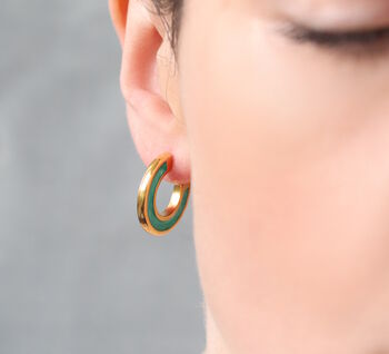 Turquoise Enamel Hoop Earrings, 5 of 7