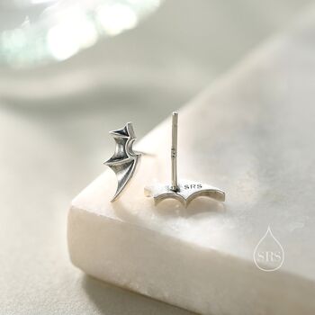 Tiny Bat Wing Stud Earrings In Sterling Silver, 5 of 12