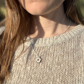 Inky Daisy Birch And Silver Necklace, 2 of 10