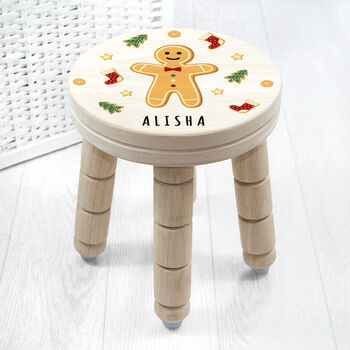 Personalised Christmas Gingerbread Wooden Stool, 2 of 2