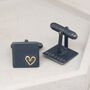 Personalised Wedding Cufflinks. Black 9ct Gold Heart, thumbnail 7 of 11