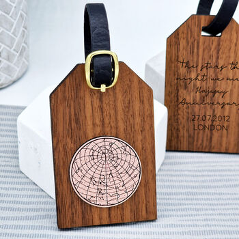 Personalised Wooden Star Map Luggage Tag, 3 of 7