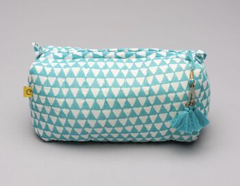 Aqua Alibag Triangle Pattern Cotton Make Up Bag, 2 of 12