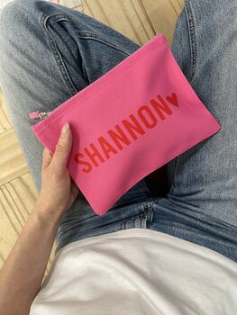 Personalised Name With Heart Make Up Bag, 2 of 9
