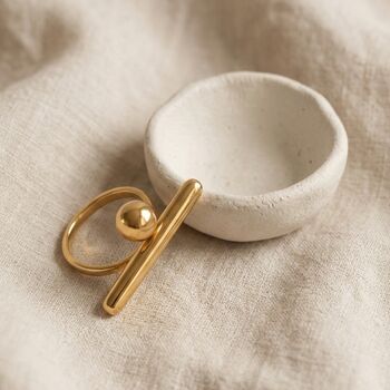 Ball Bar Ring Gold Non Tarnish Waterproof, 3 of 8