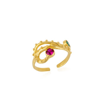 Emerald And Ruby Color Jewelled Dragon Back Ring, 12 of 12